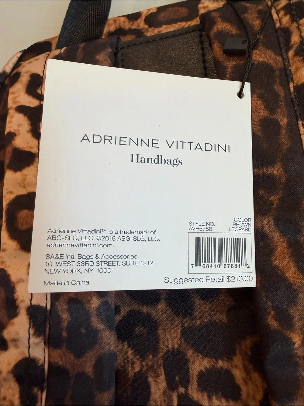 ADRIENNE VITTADINI Leopard Print Fashion Nylon Backpack